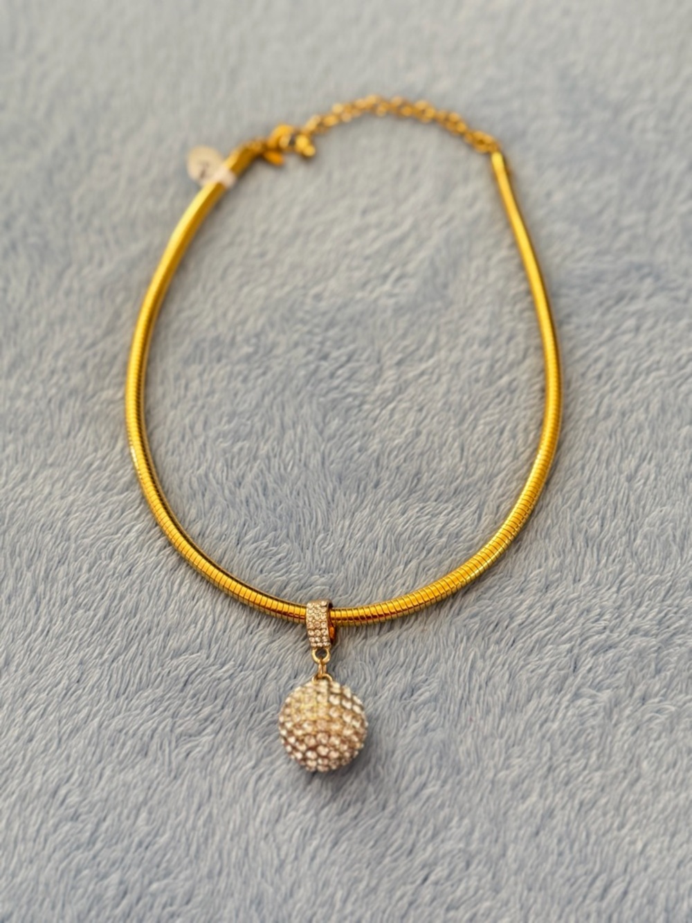 Gold-Tone Crystal Pave Pendant Choker Necklace